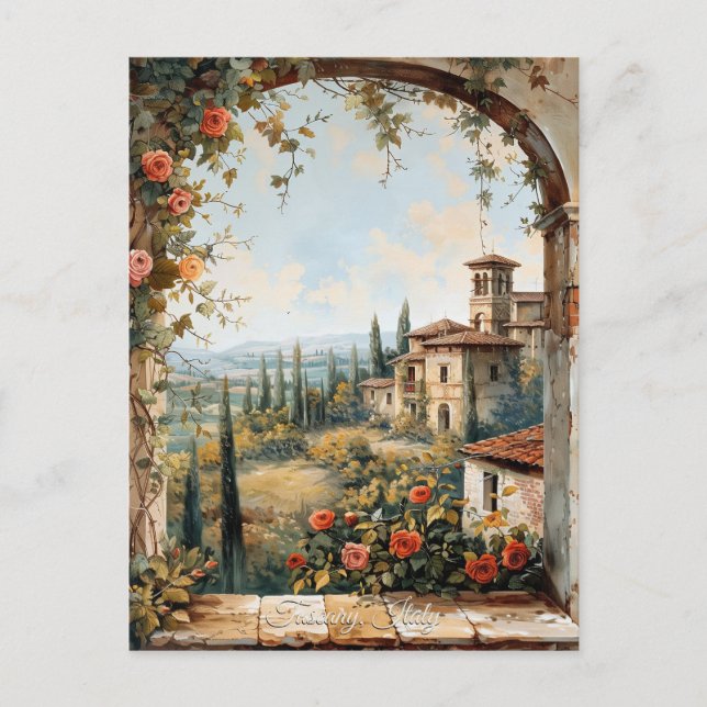 Antique Tuscany Romantic Oljemålning Travel Art Vykort (Framsida)