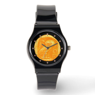 ANTIQUE UGGLA GULD GREEK COIN ARMBANDSUR