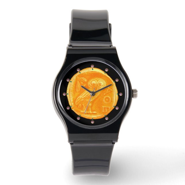 ANTIQUE UGGLA GULD GREEK COIN ARMBANDSUR (Framsida)