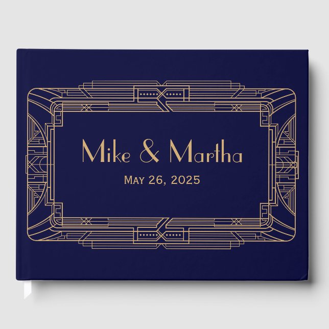 Antique Underbar Gatsby Art Deco Bröllop Guest Bok (Framsida)