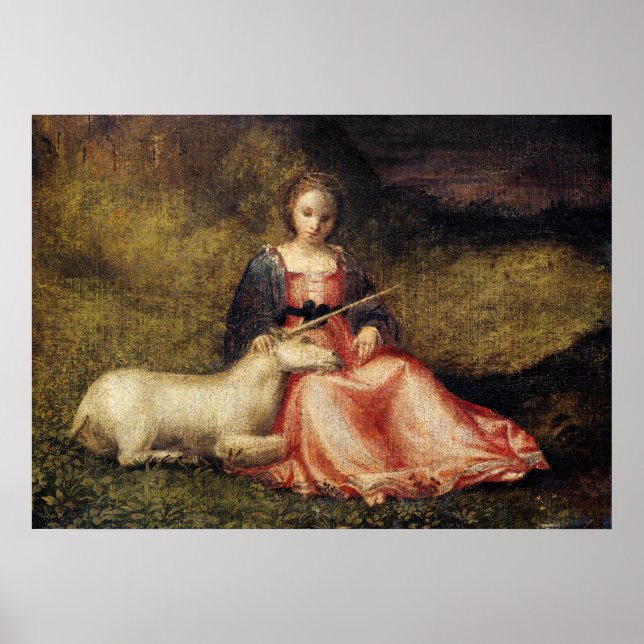 Antique Unicorn-målning Poster (Framsidan)