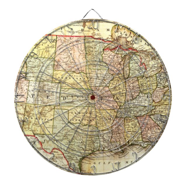 Antique United States Vintage Map Illustration Darttavla (Framsidan)