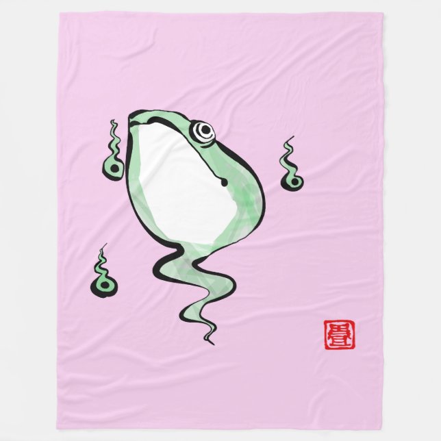 Antique Ursprung Story Grumpy Frog Japansk Toad Fleecefilt (Framsidan)