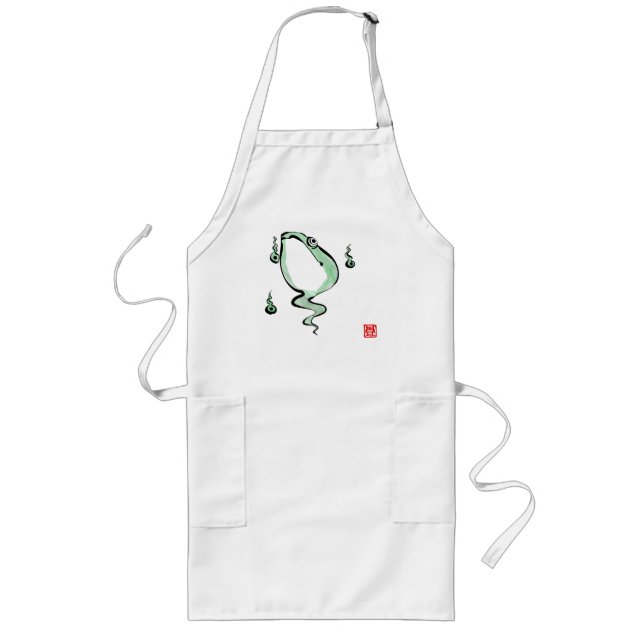 Antique Ursprung Story Grumpy Frog Japansk Toad Långt Förkläde (Framsidan)