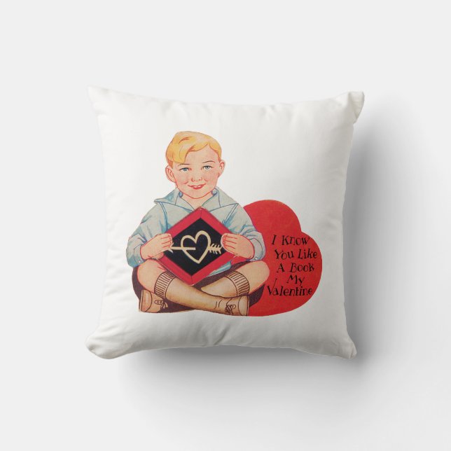 Antique Valentine Boy Heart Kudde (Framsida)