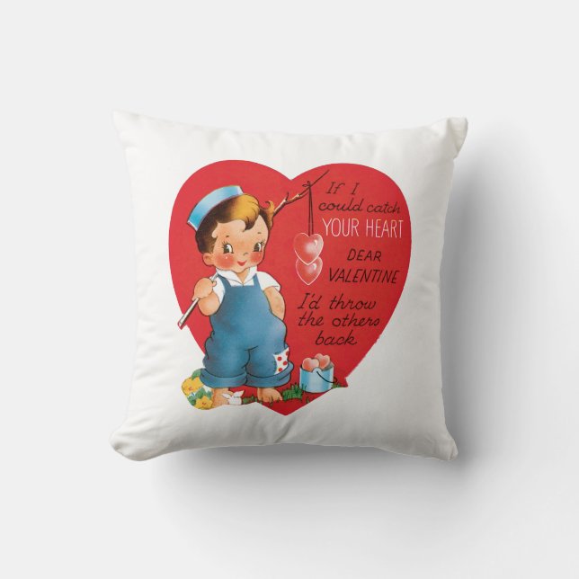 Antique Valentine Boy Heart Kudde (Framsida)