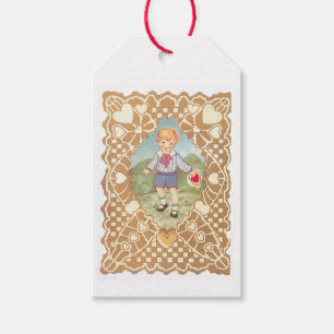 Antique Valentine Boy Heart Presentetikett