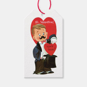 Antique Valentine Boy Heart Presentetikett
