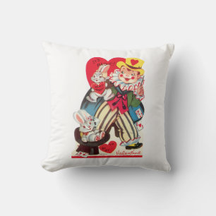 Antique Valentine Boy med kaniner Kudde