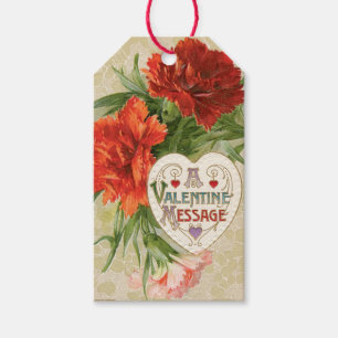 Antique Valentine Carnation Heart Presentetikett