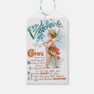 Antique Valentine Cupid Heart Presentetikett