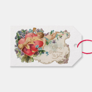 Antique Valentine Cupid Heart Presentetikett