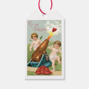 Antique Valentine Cupid Heart Presentetikett