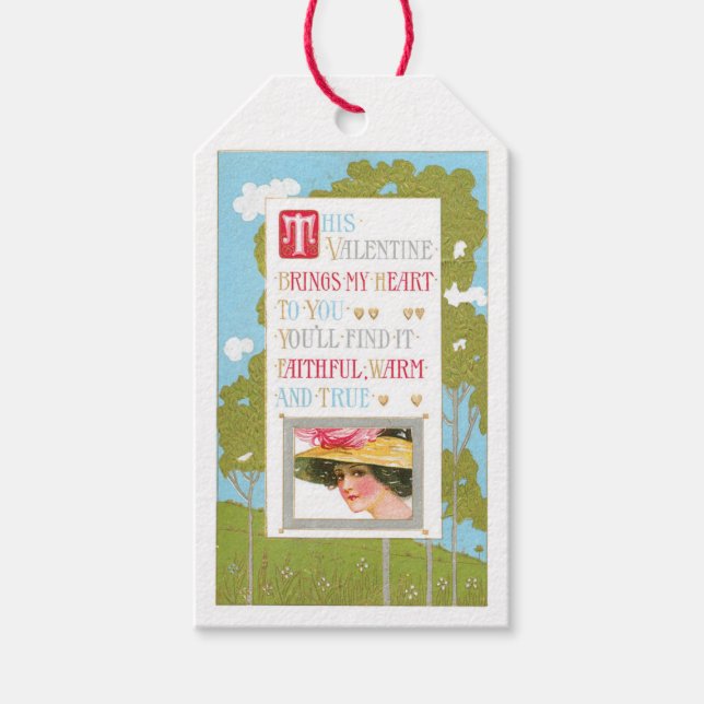 Antique Valentine Dam Presentetikett (Framsidan)