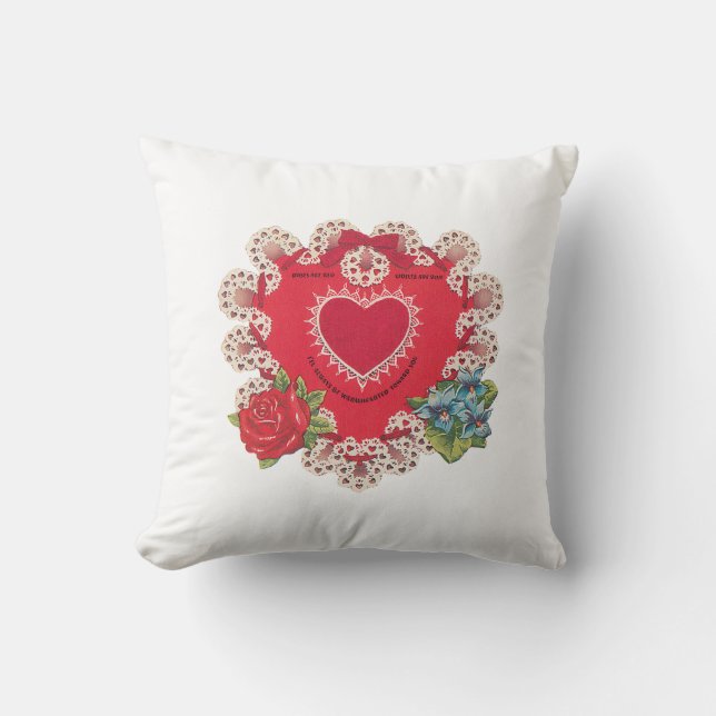 Antique Valentine Flower Heart Kudde (Framsida)