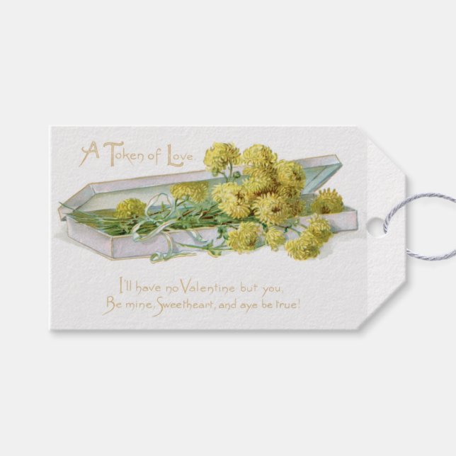 Antique Valentine Flower Presentetikett (Framsidan (Horisontell))