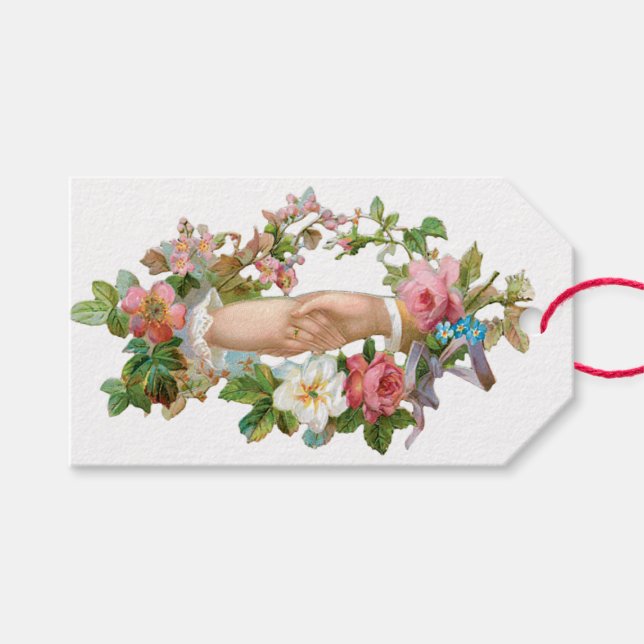 Antique Valentine Flower Presentetikett (Framsidan (Horisontell))