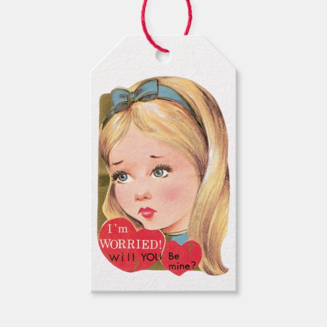 Antique Valentine Girl Heart Presentetikett (Framsidan)