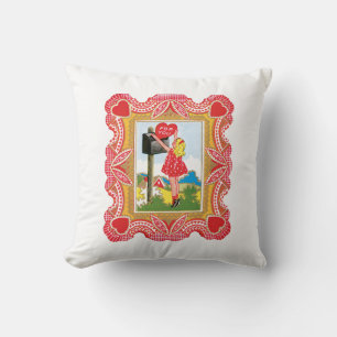 Antique Valentine Girl Kudde