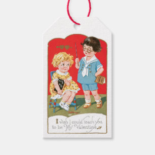 Antique Valentine Girl Presentetikett