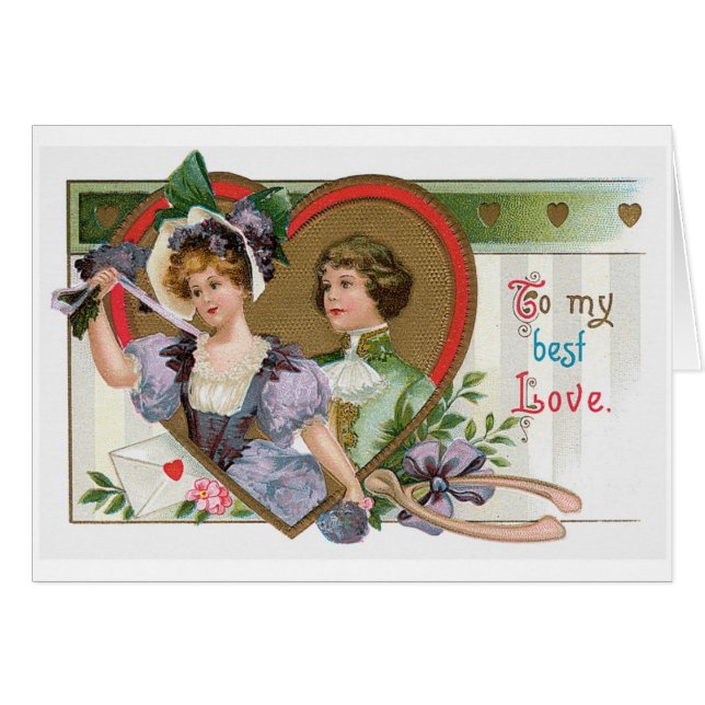 Antique Valentine Hälsningskort (Framsidan Horizontal)