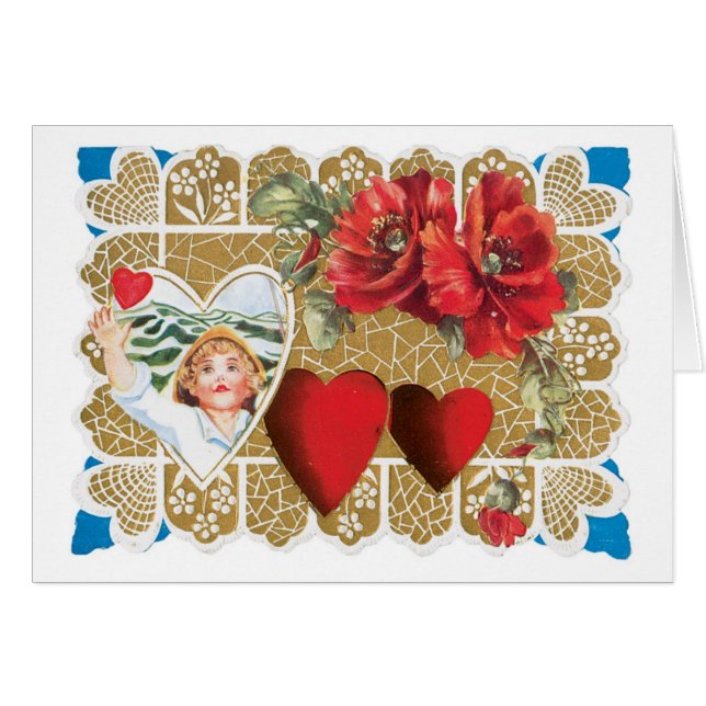 Antique Valentine Hälsningskort (Framsidan Horizontal)