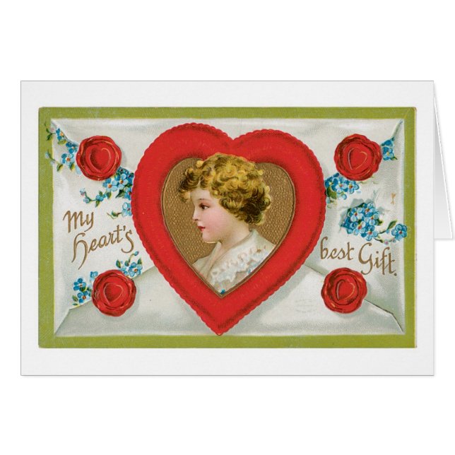 Antique Valentine Hälsningskort (Framsidan Horizontal)