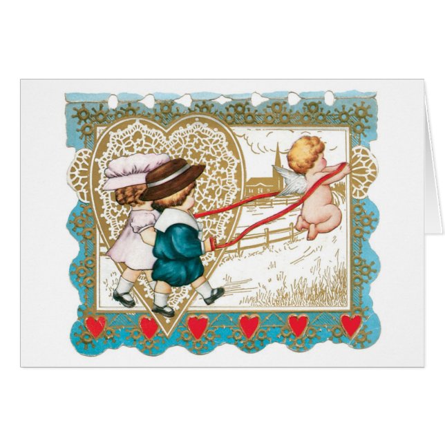 Antique Valentine Hälsningskort (Framsidan Horizontal)
