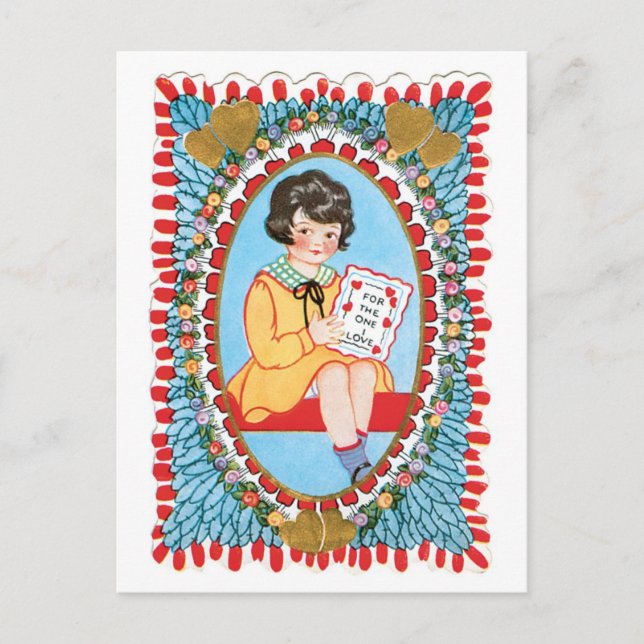 Antique Valentine Helg Vykort (Framsida)