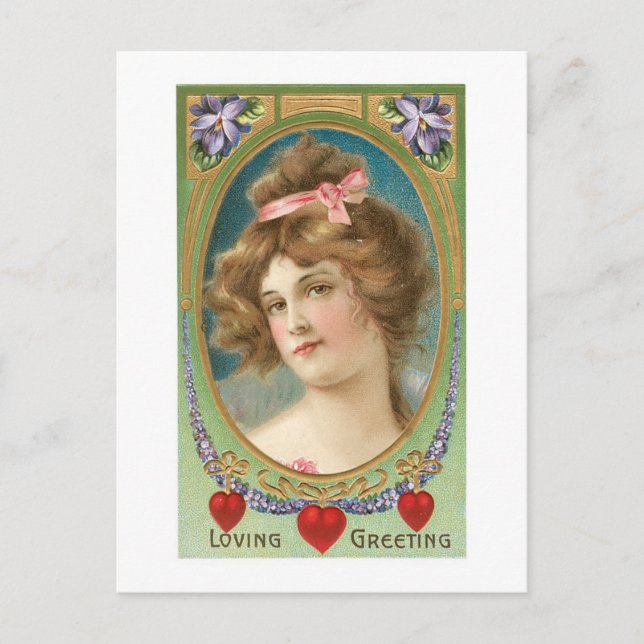 Antique Valentine Helg Vykort (Framsida)
