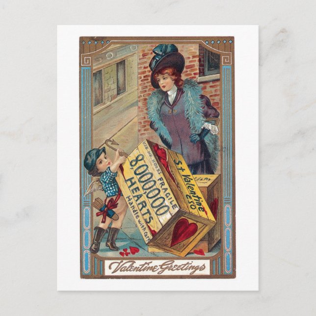 Antique Valentine Helg Vykort (Framsida)