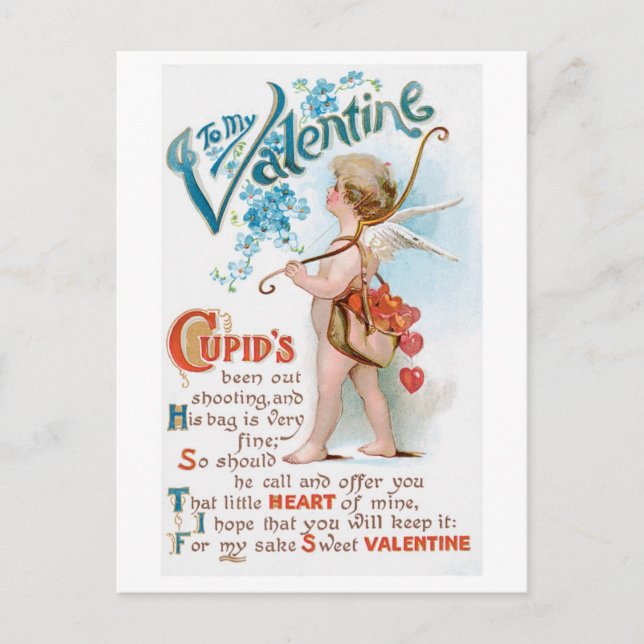 Antique Valentine Helg Vykort (Framsida)