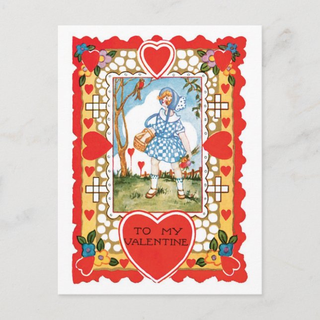 Antique Valentine Helg Vykort (Framsida)
