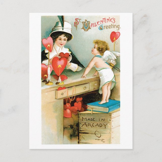 Antique Valentine Helg Vykort (Framsida)
