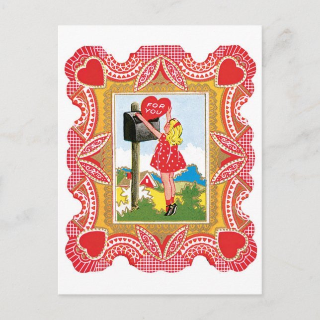 Antique Valentine Helg Vykort (Framsida)