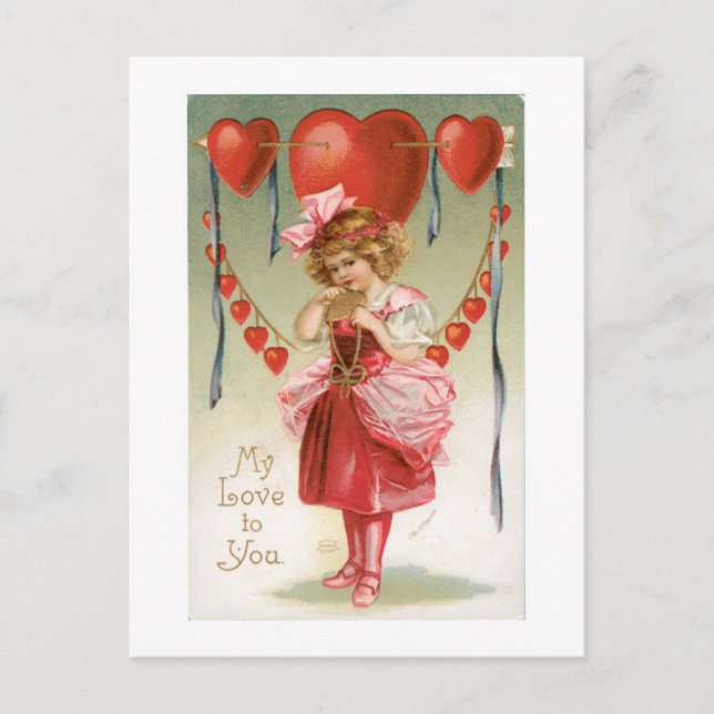 Antique Valentine Helg Vykort (Framsida)