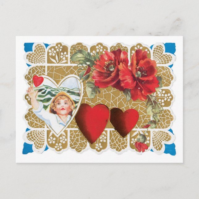 Antique Valentine Helg Vykort (Framsida)