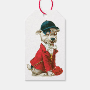 Antique Valentine Hund Heart Presentetikett