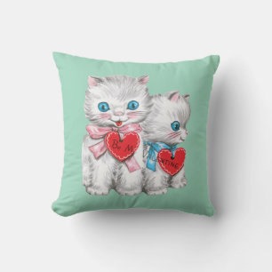 Antique Valentine Kittens Heart Kudde
