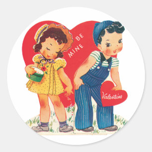 Antique Valentine par Heart Runt Klistermärke