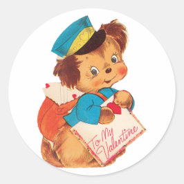 Antique Valentine Puppy Runt Klistermärke