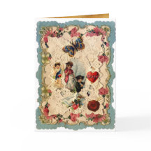 ANTIQUE VALENTINE SNÖRE,CUPID,ÄLSKARE OCH BUTTERFL