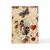 ANTIQUE VALENTINE SNÖRE,CUPID,ÄLSKARE OCH BUTTERFL