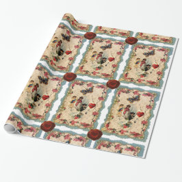 ANTIQUE VALENTINE SNÖRE,CUPID,ÄLSKARE OCH BUTTERFL PRESENTPAPPER