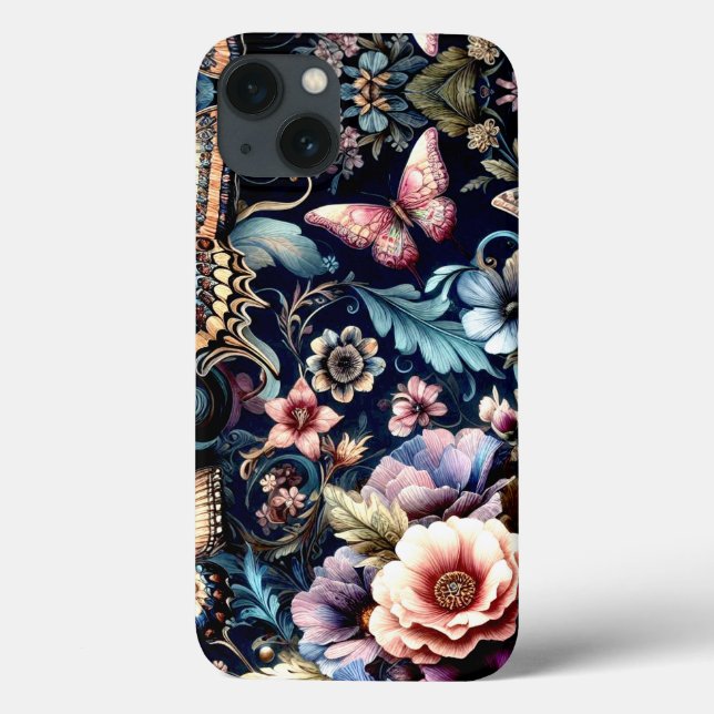 Antique Vår blommor och Butterflies (Baksida)