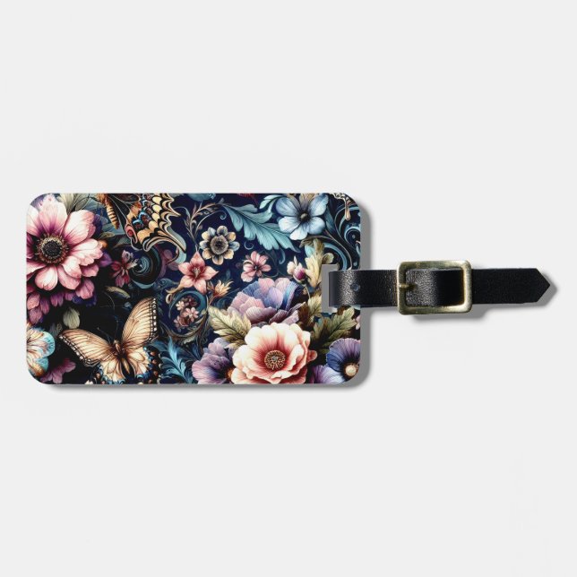 Antique Vår blommor och Butterflies Bagagebricka (Horisontell Framsida)