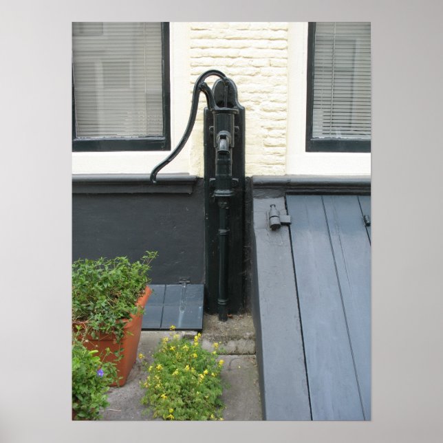 Antique Vatten Pump Holland House Photo Poster Art (Framsidan)