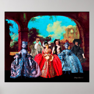 ANTIQUE VENETIAN PUPPETS, MASQUERADE MASKS POSTER