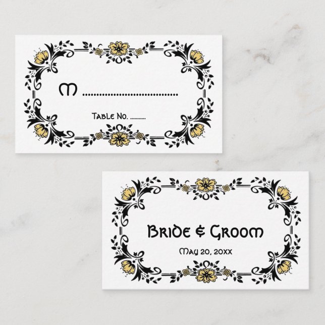 Antique Victorian Blommigt Flowers, Bröllop Bord N Placeringskort (Fram/baksida)