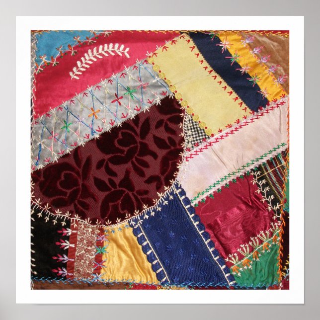 Antique Victorian Crazy Quilt Square Poster (Framsidan)